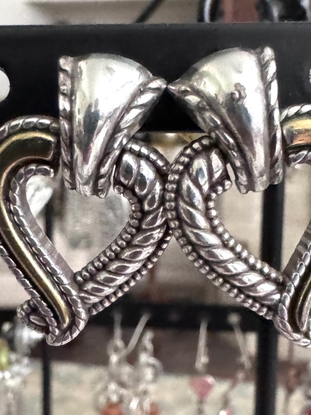 Brighton, silver and gold heart earrings